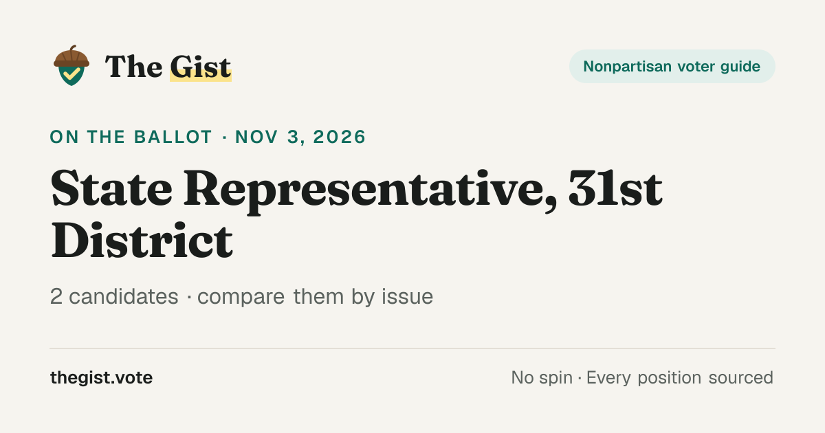 State Representative, 31st District · Delaware 2026 General Election ...