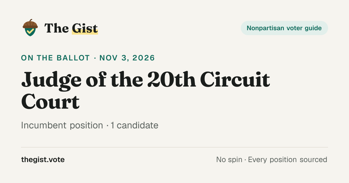 Judge of the 20th Circuit Court, Incumbent position · Michigan 2026 ...