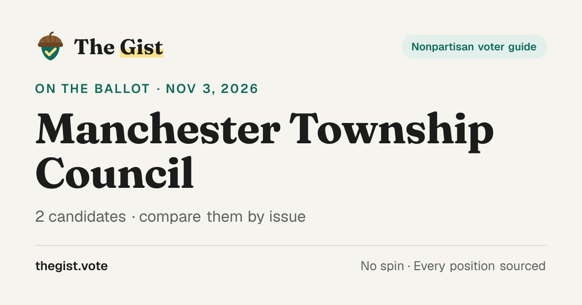 Manchester Township Council · New Jersey 2026 General Election · The Gist