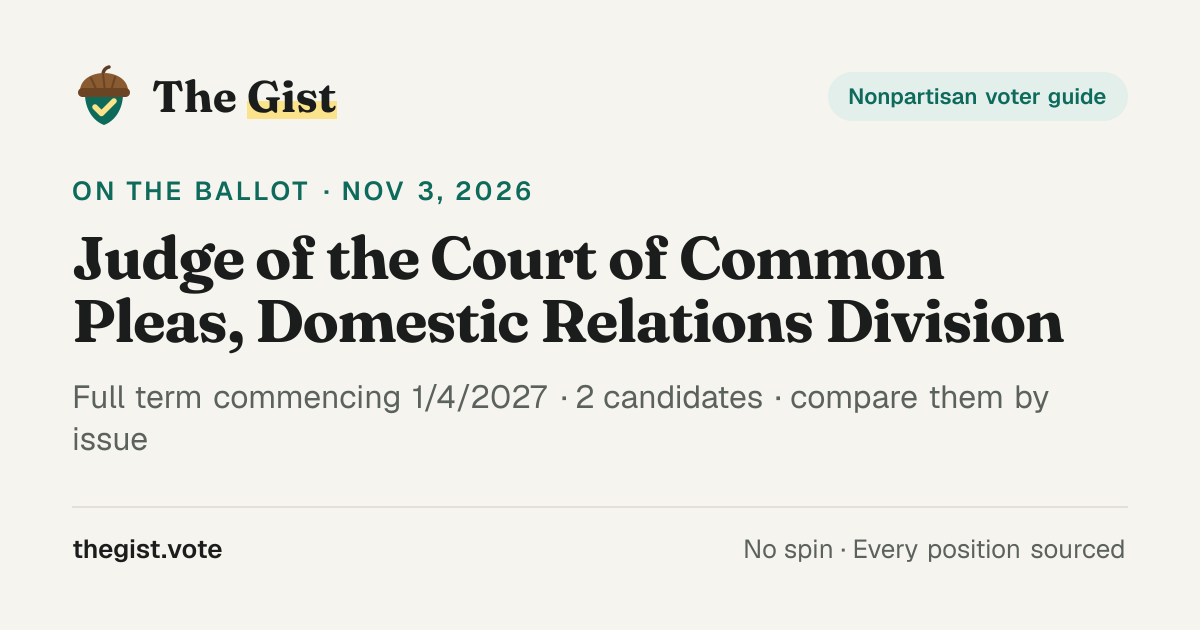 Judge of the Court of Common Pleas, Domestic Relations Division, Full ...